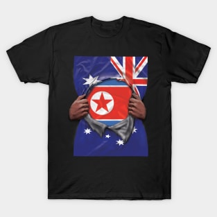 North Korea Flag Australian Flag Ripped - Gift for North Korean From North Korea T-Shirt